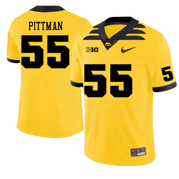 Men #55 Jeremiah Pittman Iowa Hawkeyes College Football Jerseys Sale-Gold